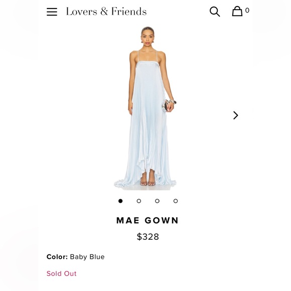 NWT Lovers + Friends Mae Gown Baby Blue Crimped Long Maxi Dress Size Medium - Picture 12 of 12